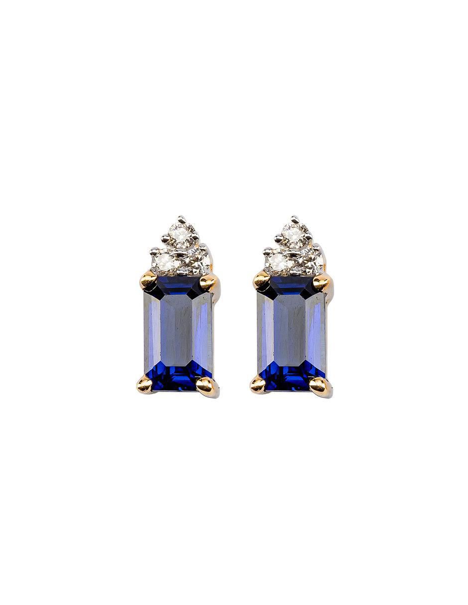 Piercing rectangulares de oro 14 K con acabado Texturizado Tanzanita