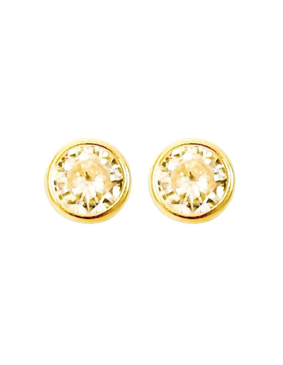 Broqueles circulares de oro 10 K con acabado brillante zirconia Broqueles circulares de oro 10 K con acabado brillante zirconia