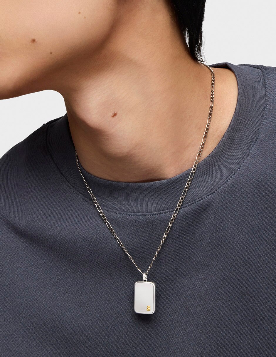Dije rectangular man de plata P 925 6