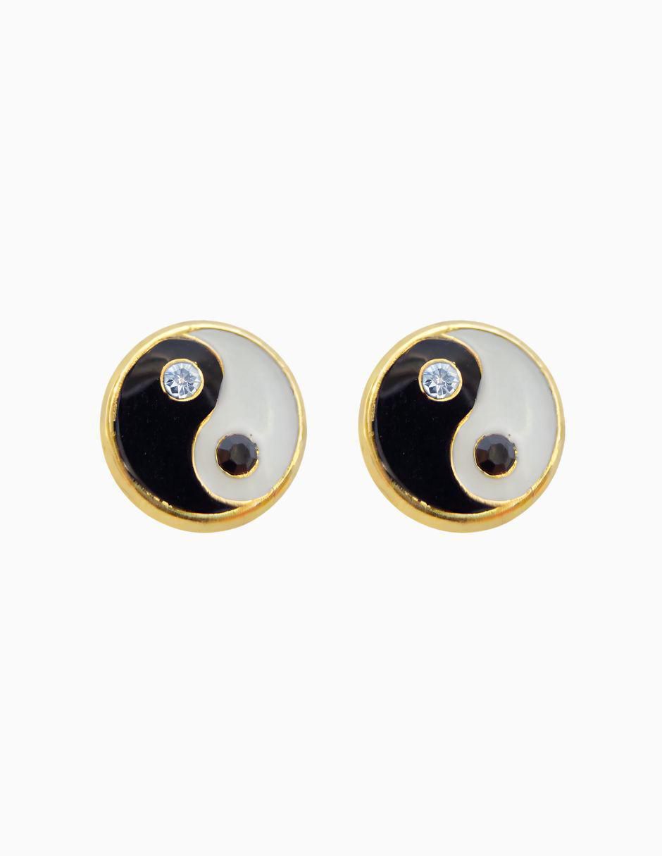 Broqueles circulares de oro 14 K con acabado esmaltado zirconia Broqueles circulares de oro 14 K con acabado esmaltado zirconia
