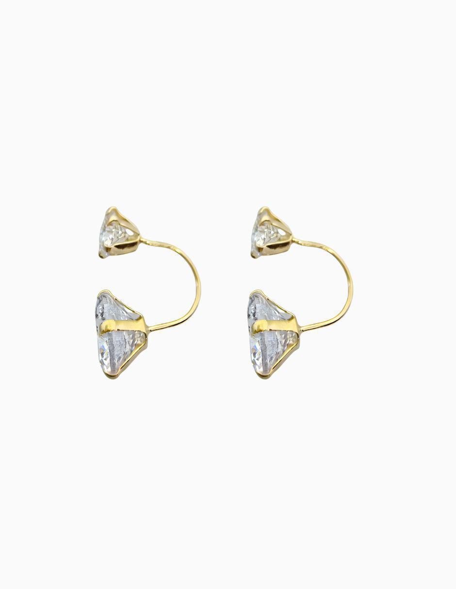 Broqueles de oro 14 K con acabado pavé zirconia 3