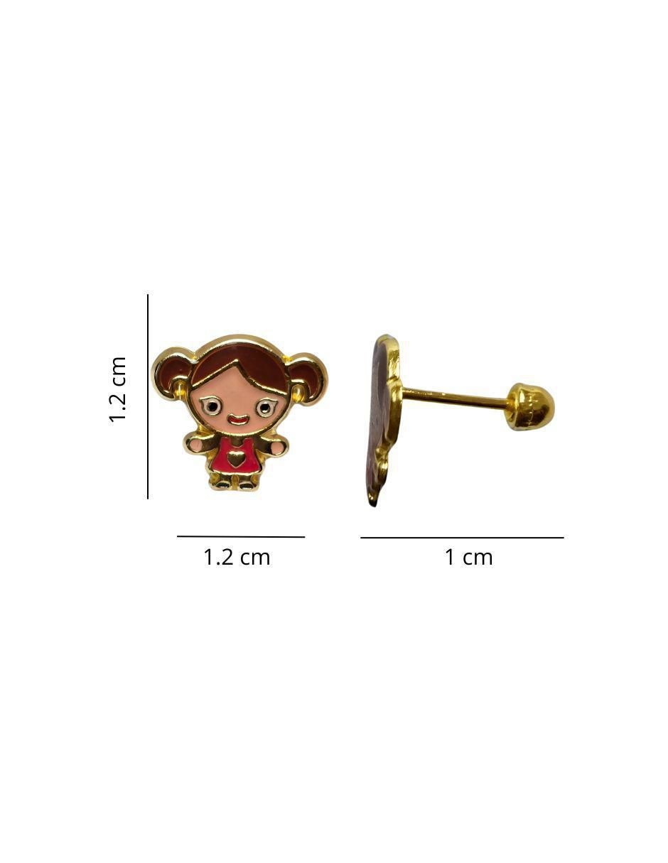 Broqueles de Niña de oro 14 K con acabado esmaltado 4
