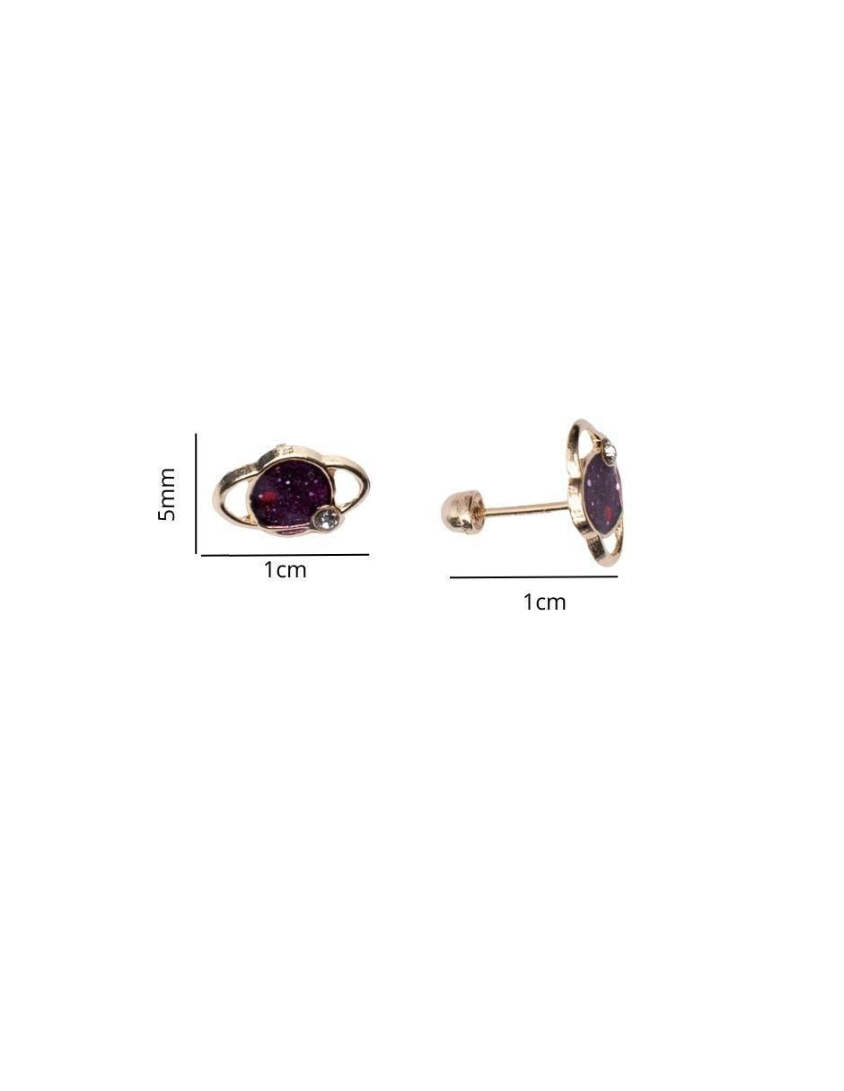 Broqueles de Planeta de oro 14 K con acabado pavé zirconia 6