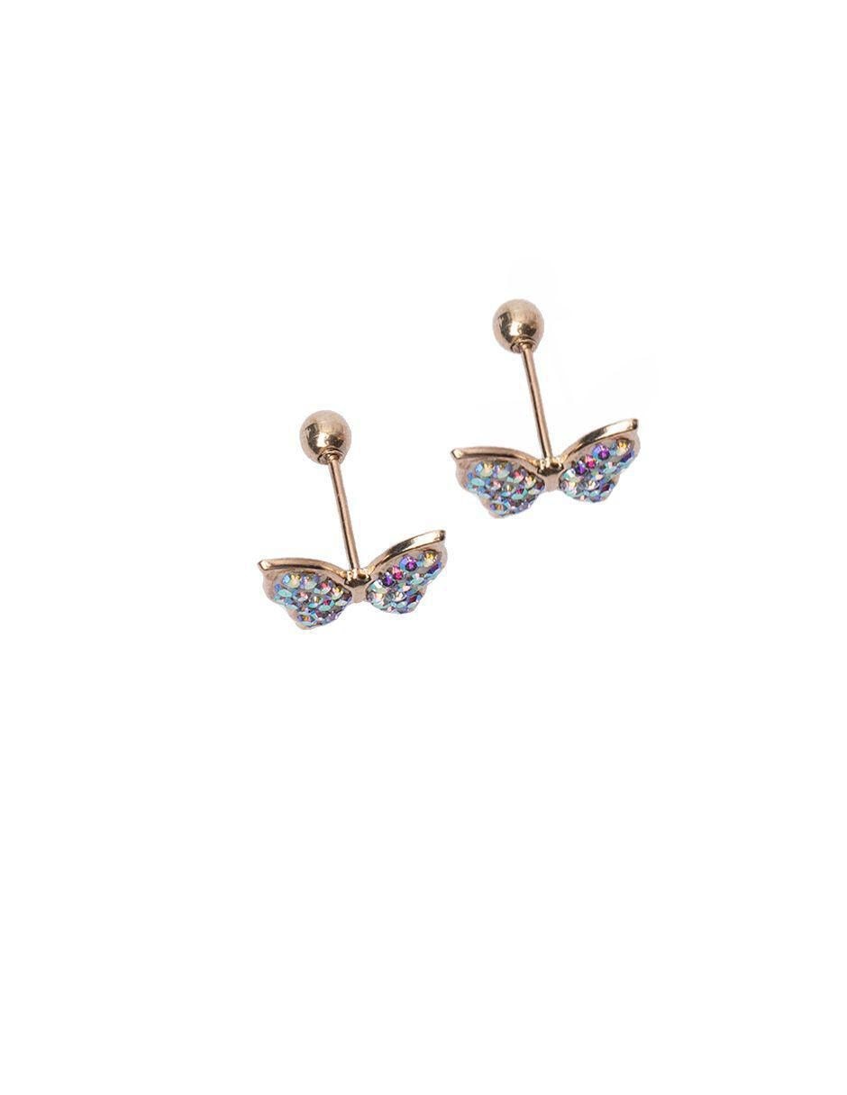 Broqueles de Mariposa de oro 14 K con acabado pavé zirconia 2