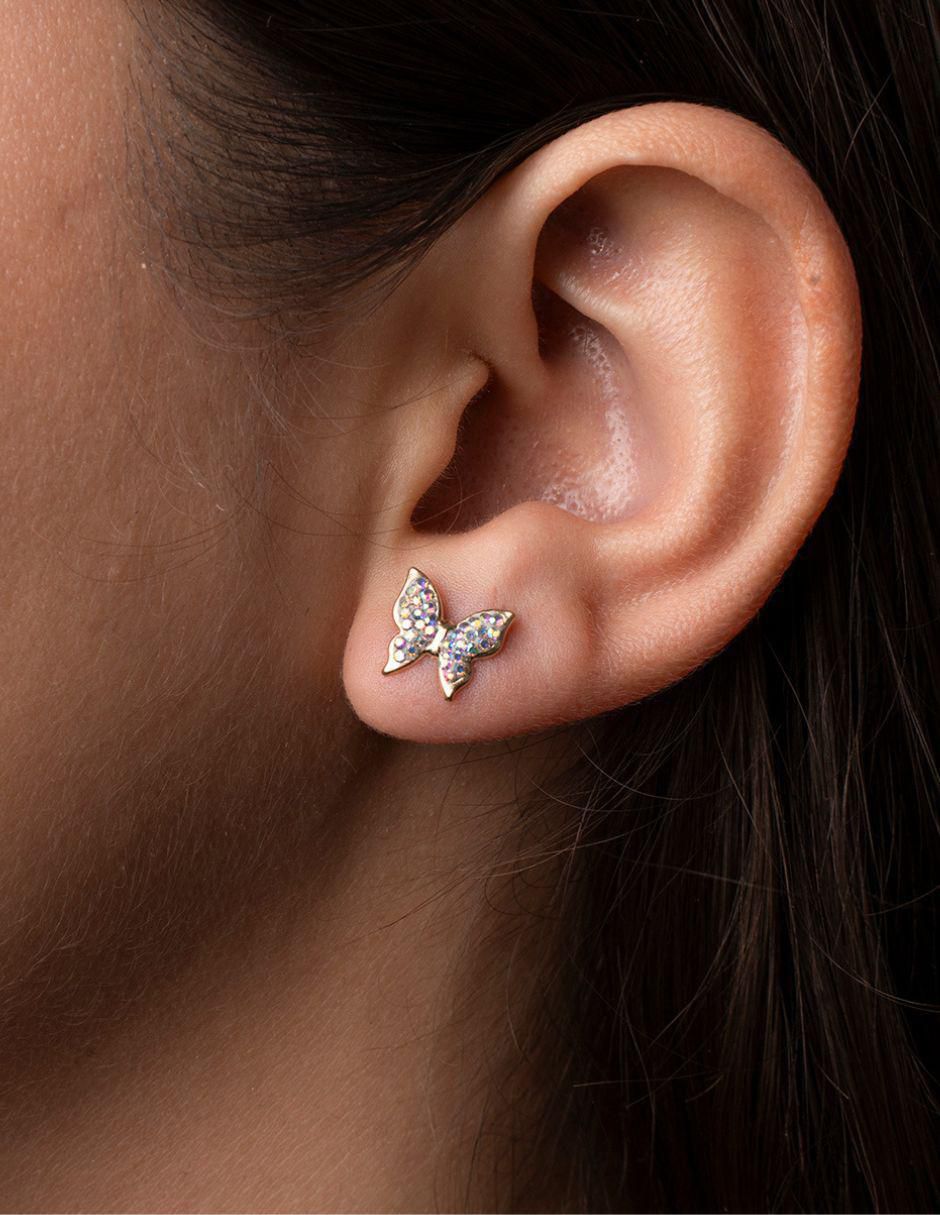 Broqueles de Mariposa de oro 14 K con acabado pavé zirconia 3