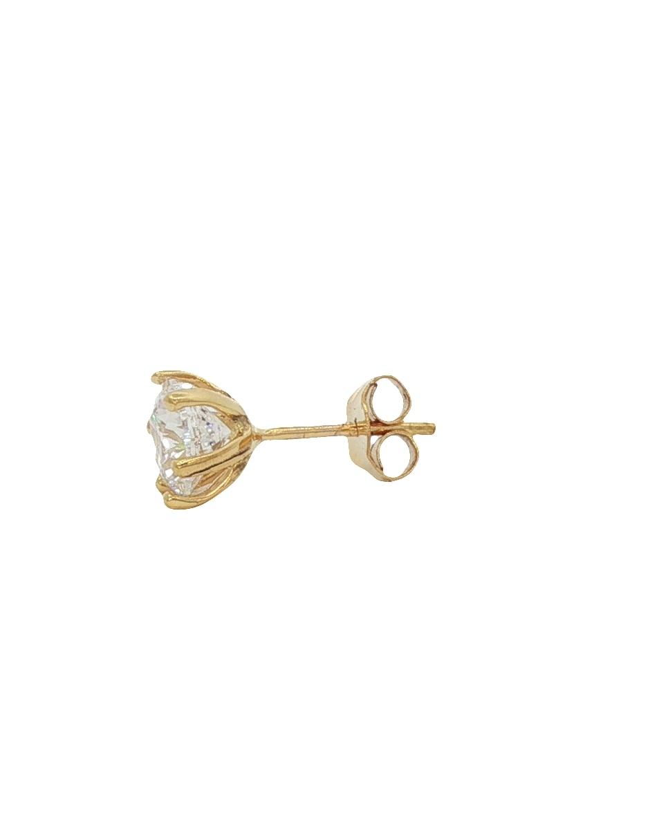 Broqueles redondos de oro amarillo 14 K con acabado pulido zirconia 2