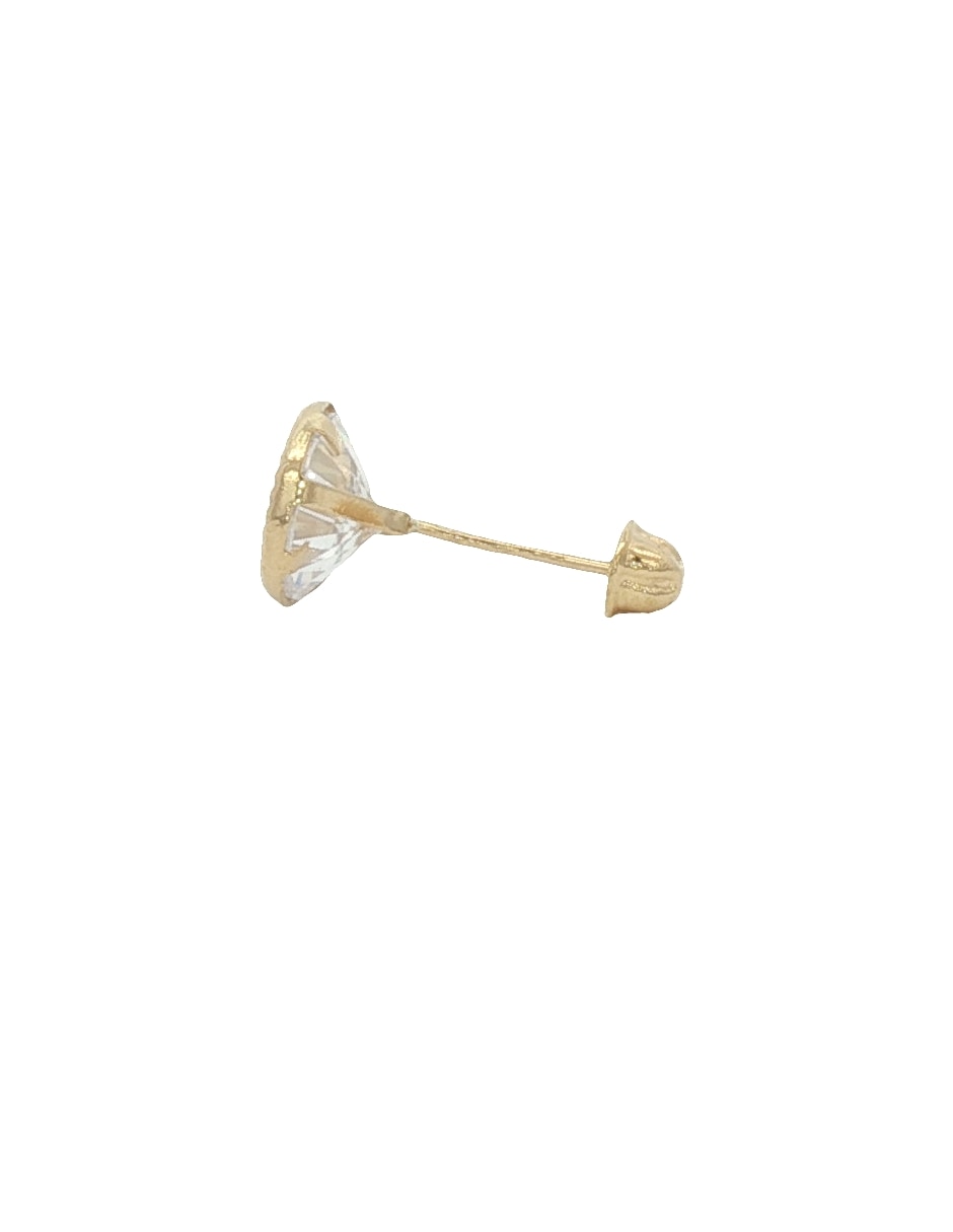 Broqueles redondos de oro amarillo 14 K con acabado diamantado zirconia 2