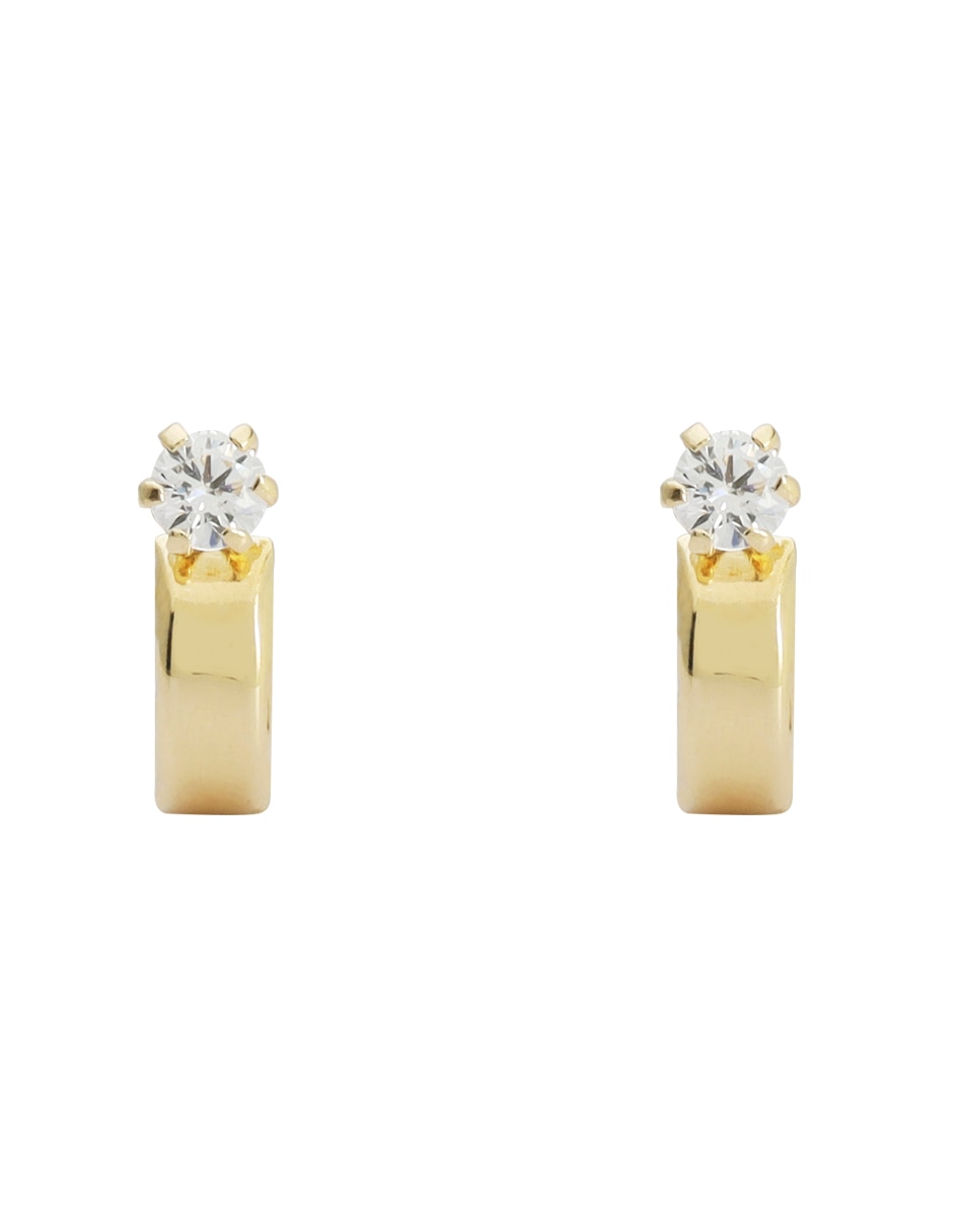 Broqueles de barra de oro 14 K con acabado espejo zirconia