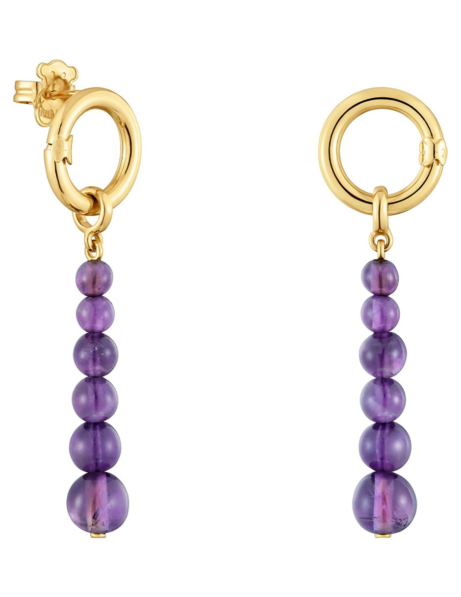 Aretes largos Hold de plata P 925 con acabado brillante amatista