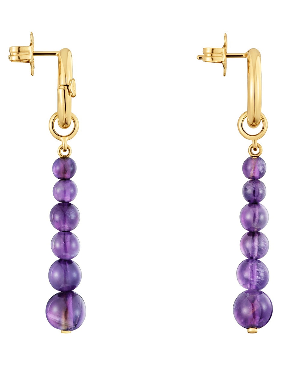 Aretes largos Hold de plata P 925 con acabado brillante amatista 2