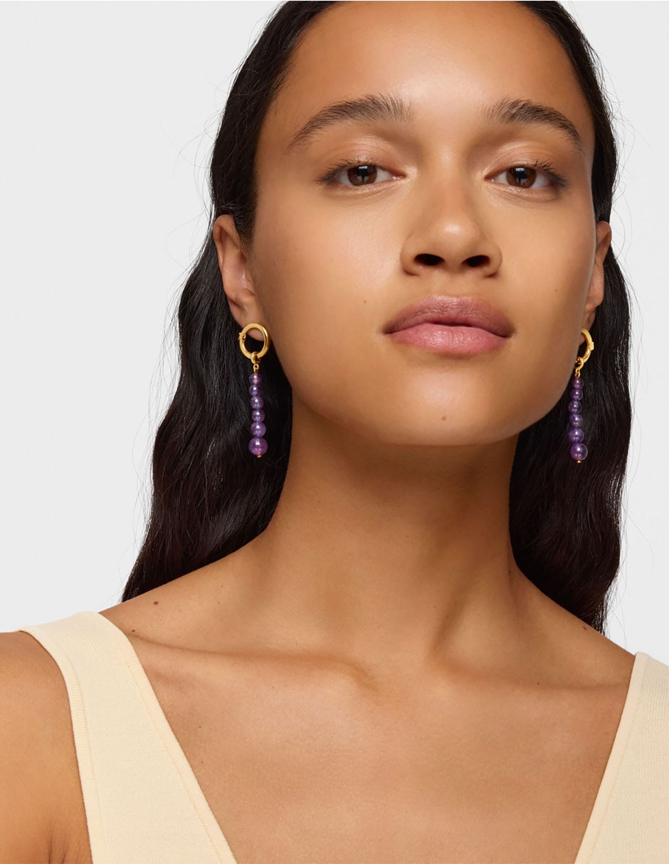 Aretes largos Hold de plata P 925 con acabado brillante amatista 4