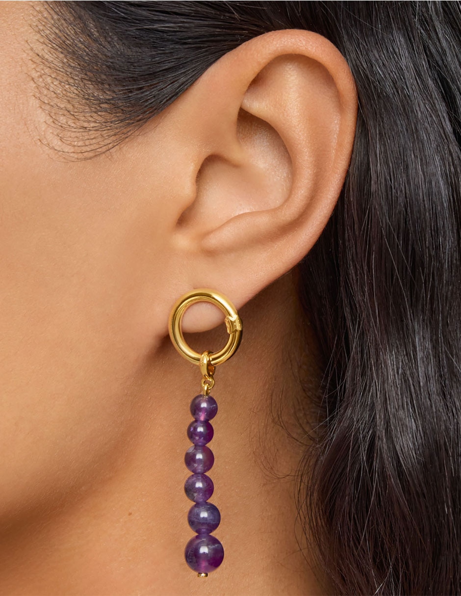Aretes largos Hold de plata P 925 con acabado brillante amatista 6