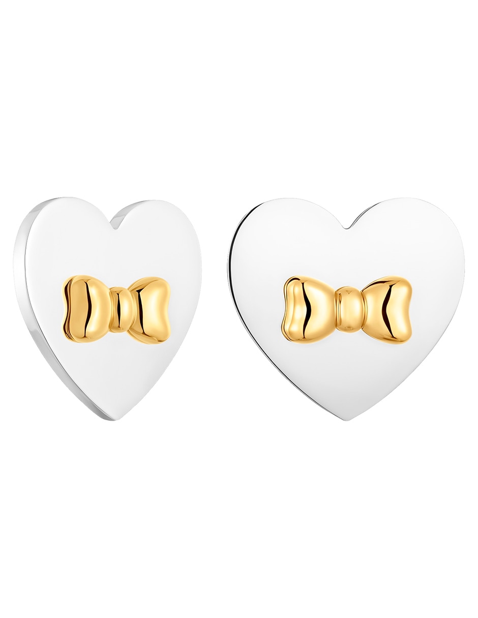 Broqueles de corazón Ribbon de plata P 925 con acabado brillante