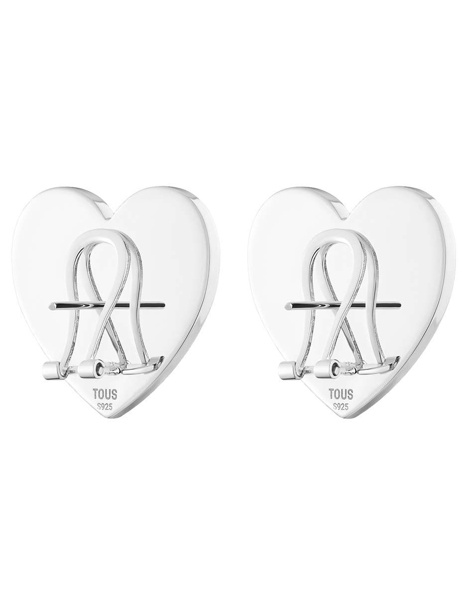 Broqueles de corazón Ribbon de plata P 925 con acabado brillante 3