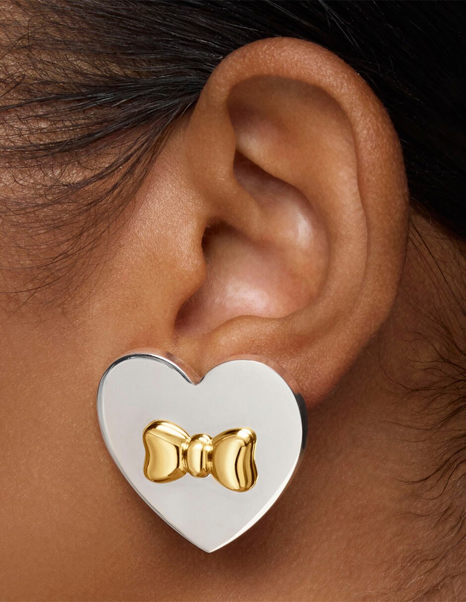 Broqueles de corazón Ribbon de plata P 925 con acabado brillante 6