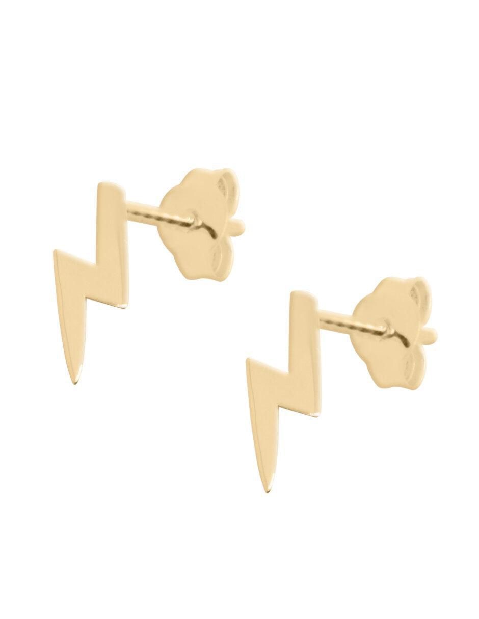 Aretes cortos de Rayo Rasy de oro 14 K con acabado brillante 2