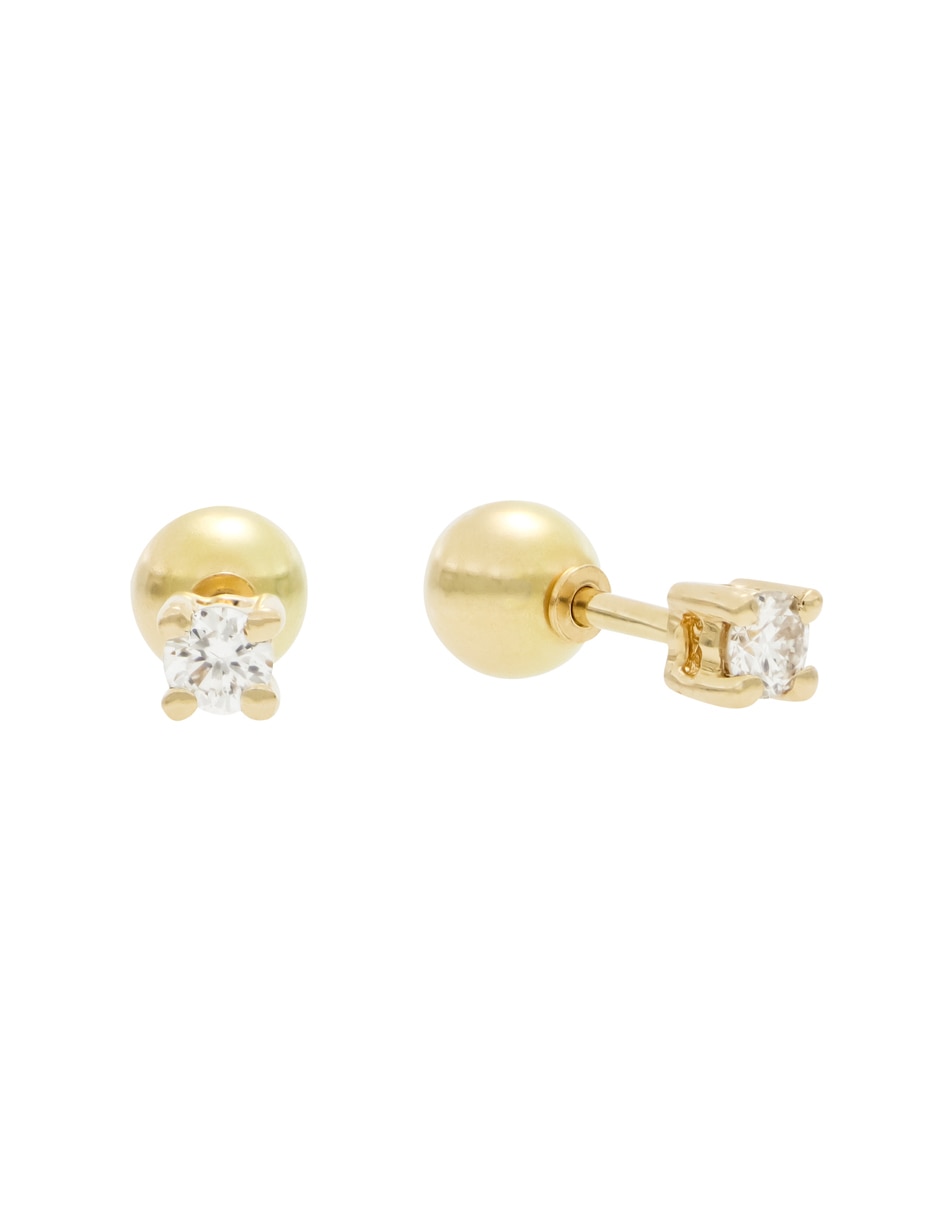 Broqueles Classy de oro amarillo 14 k con acabado liso diamante