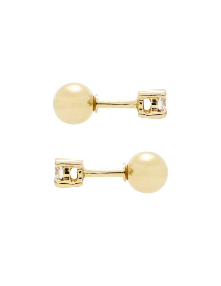 Broqueles Classy de oro amarillo 14 k con acabado liso diamante 2