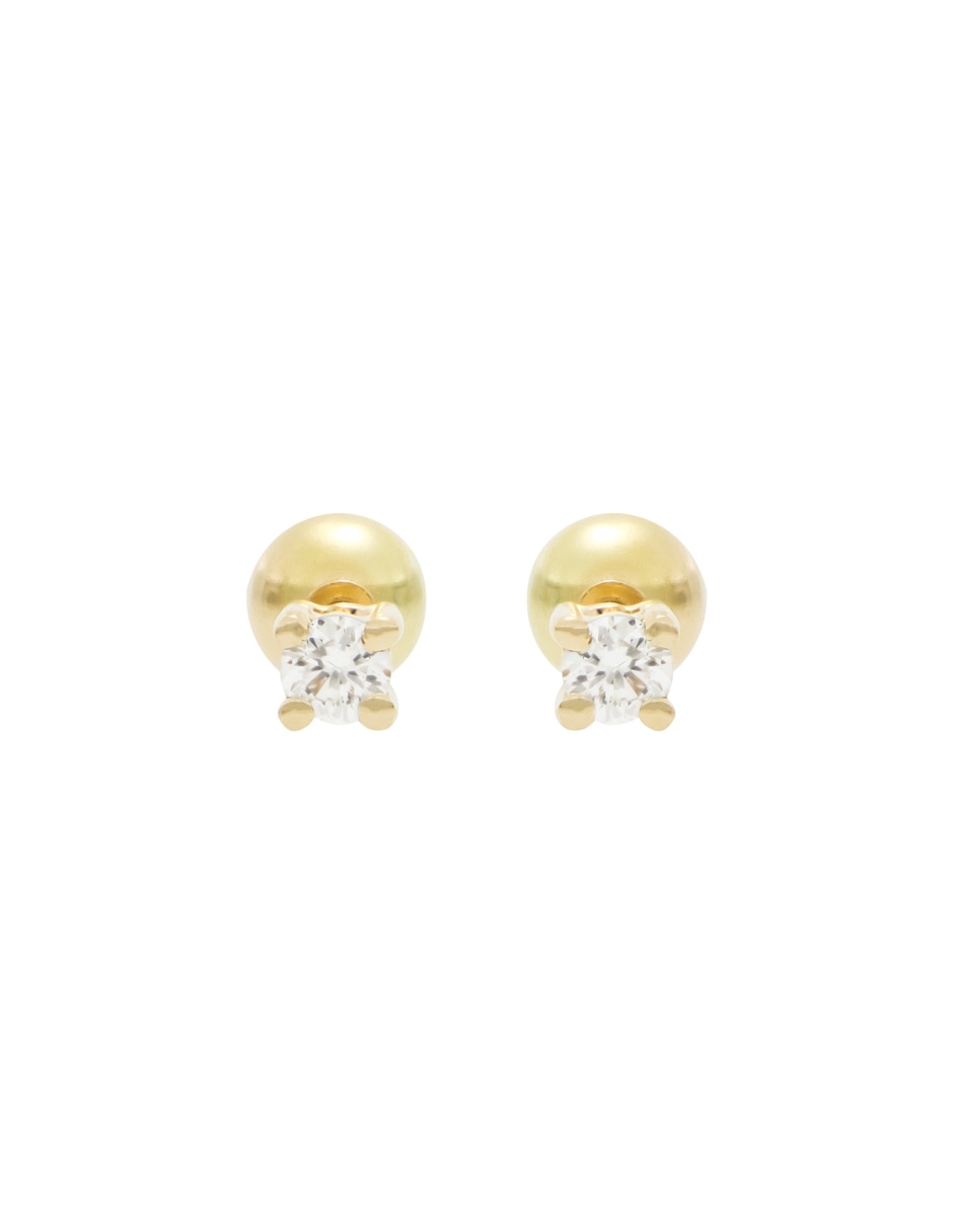 Broqueles Classy de oro amarillo 14 k con acabado liso diamante 3