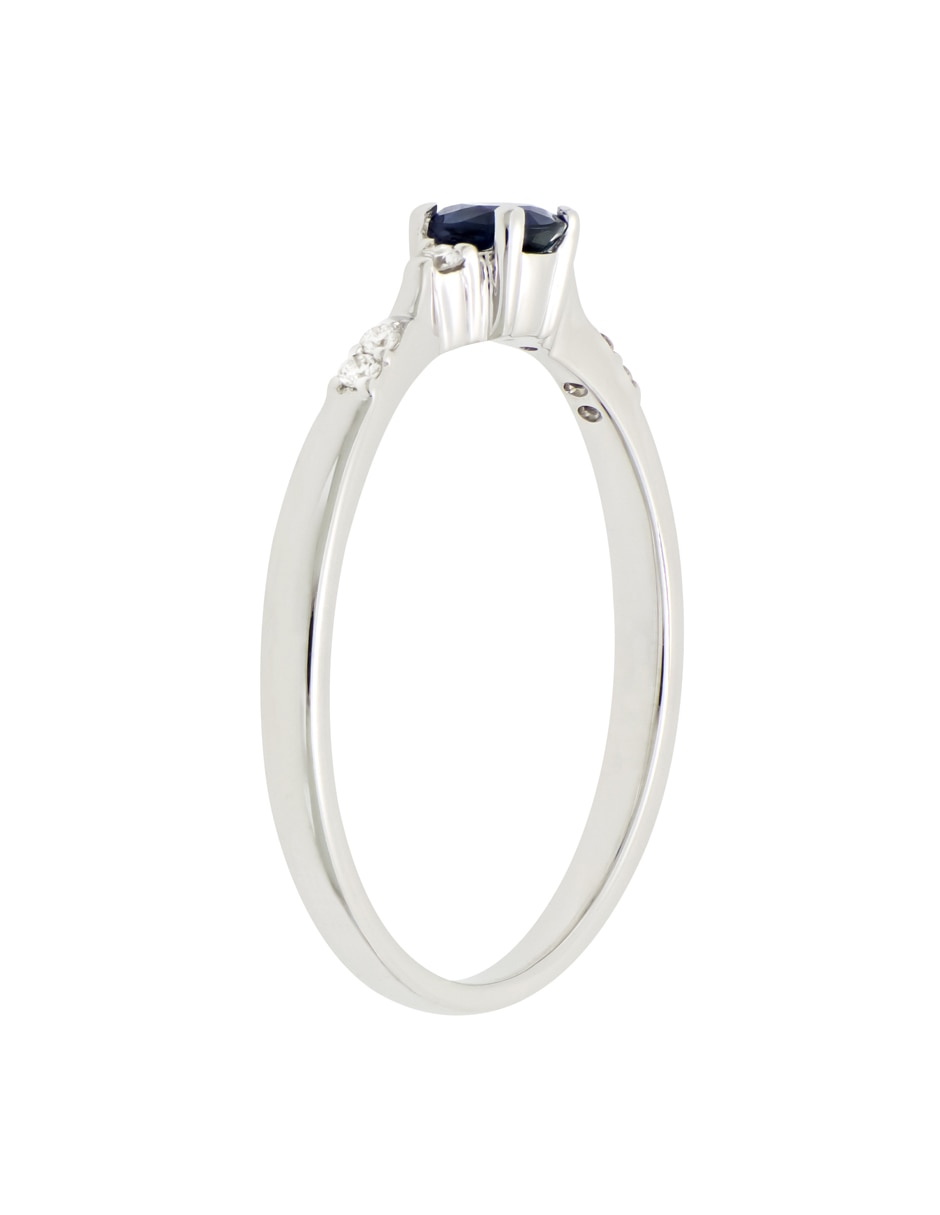 Anillo Classy 14 k de oro blanco zafiro y diamante 2