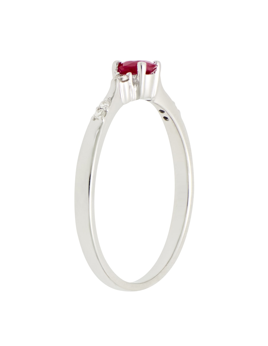 Anillo Classy 14 k de oro blanco rubí y diamante 2