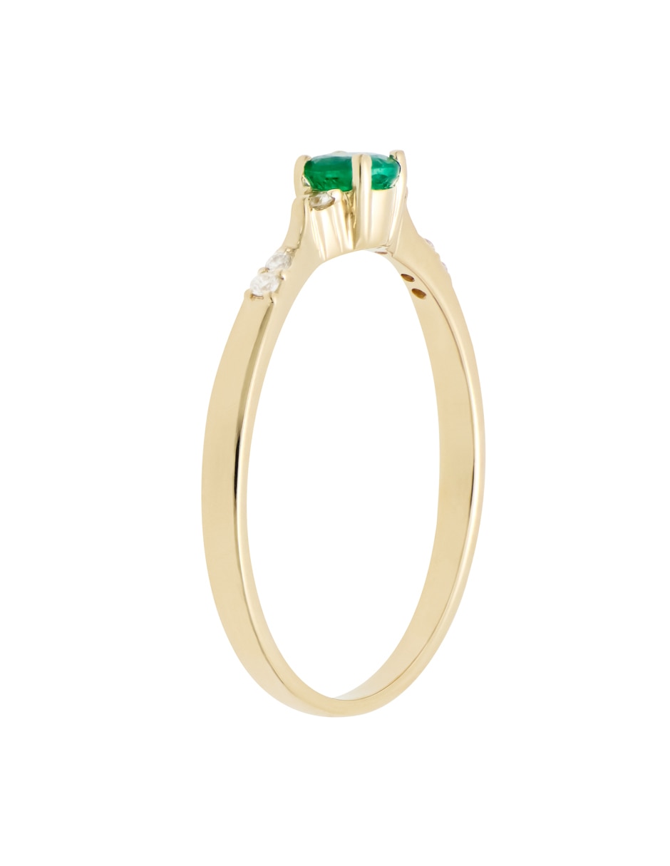 Anillo Classy 14 k de oro amarillo esmeralda y diamante 2