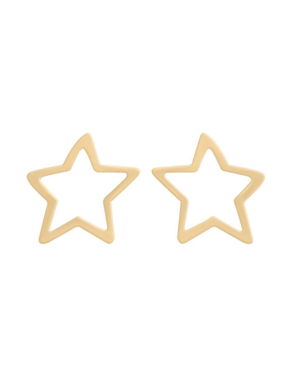 Aretes cortos de estrella Star de oro 14 K con acabado brillante