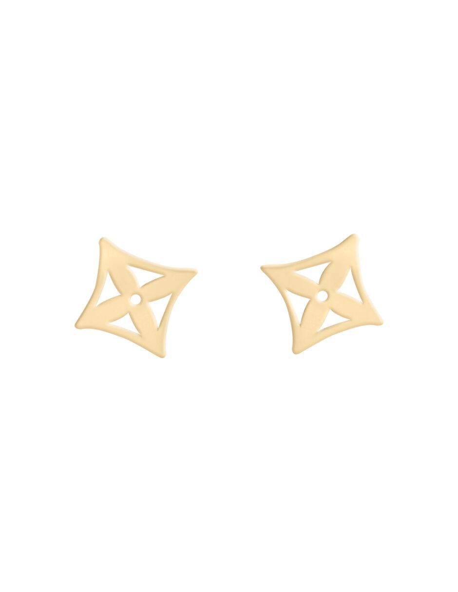 Aretes cortos Cuadrados Flors de oro 14 K con acabado brillante Aretes cortos Cuadrados Flors de oro 14 K con acabado brillante