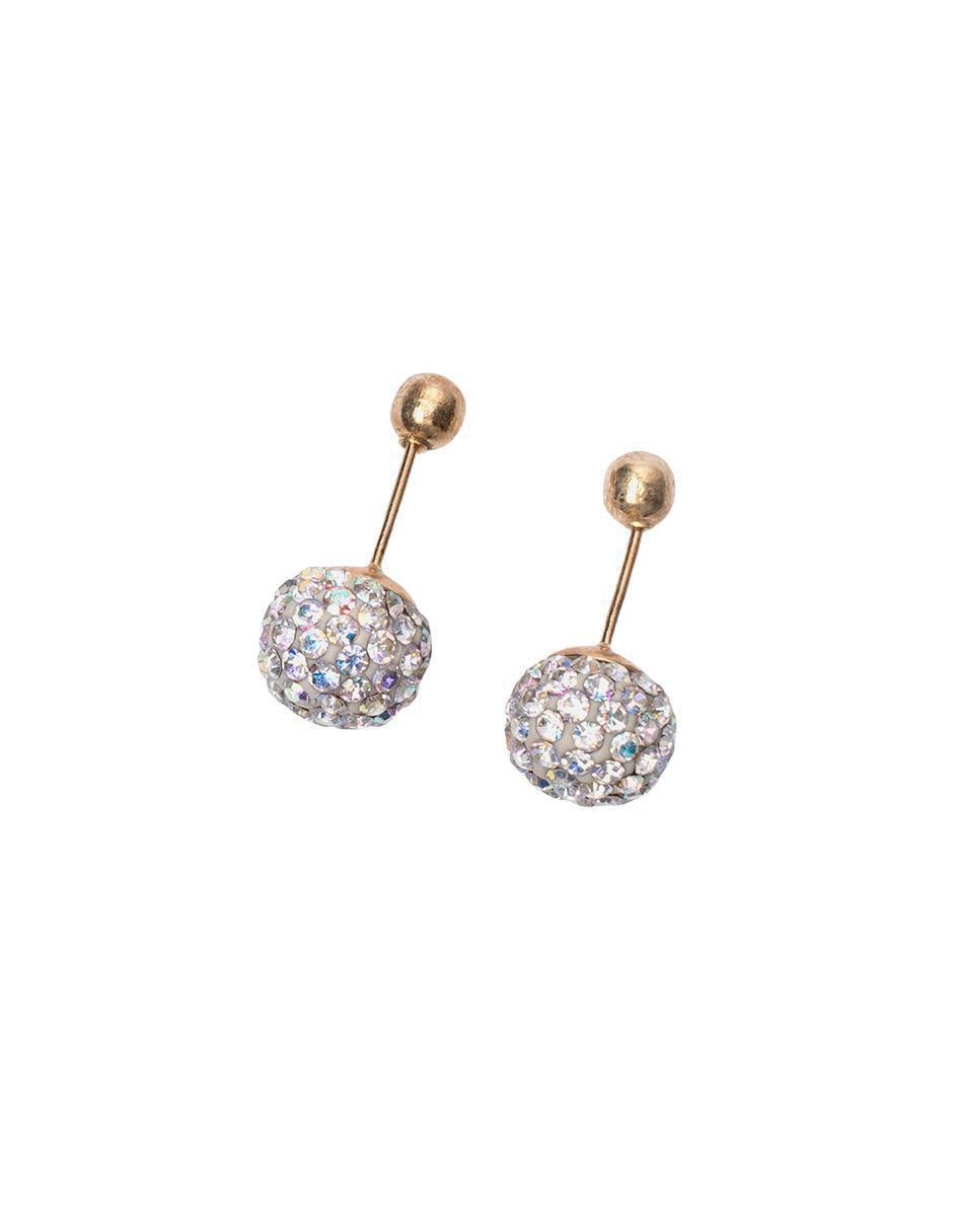 Broqueles de esfera de oro 14 K con acabado brillante 3