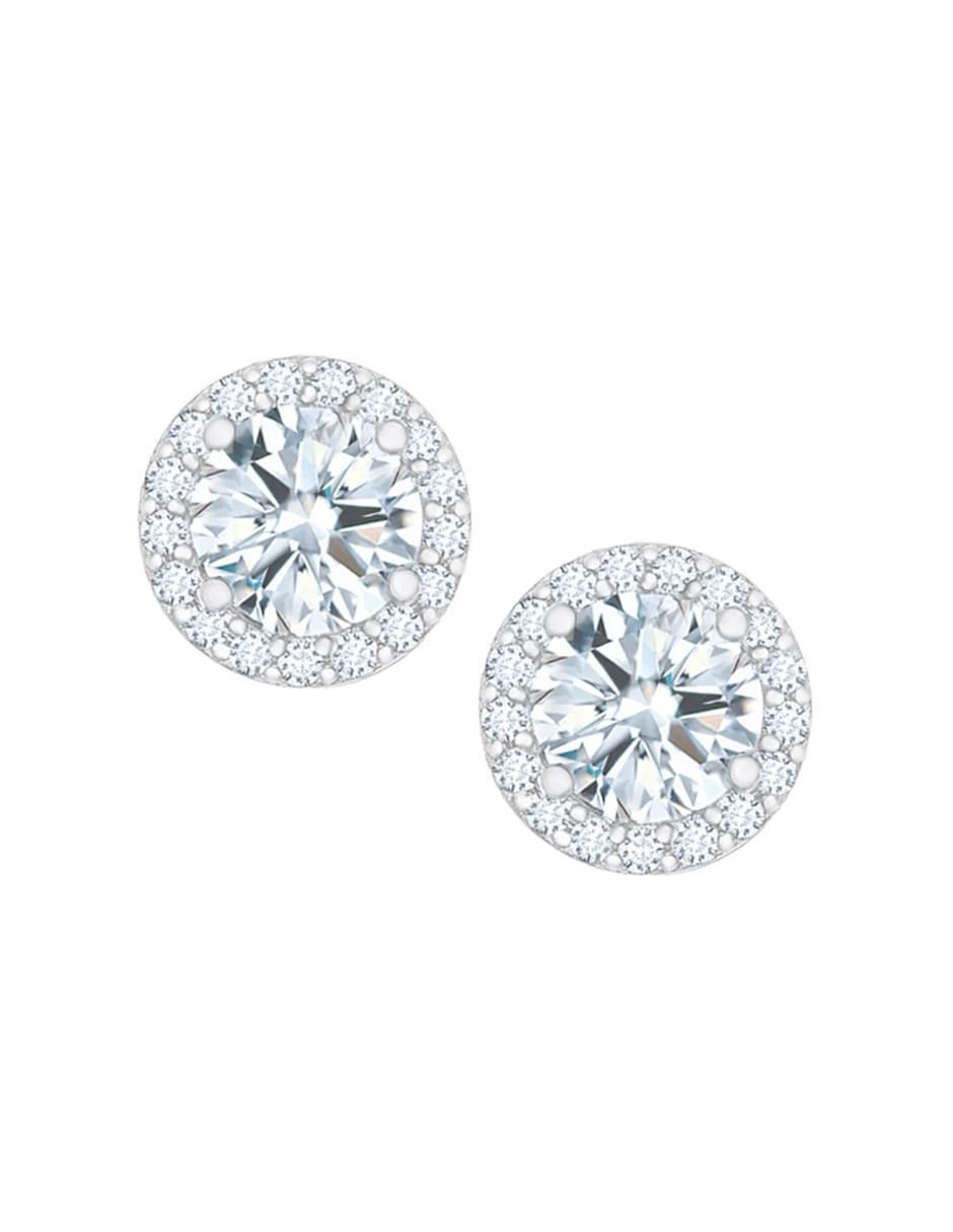 Broqueles redondos de plata P 925 con acabado Plateado zirconia Broqueles redondos de plata P 925 con acabado Plateado zirconia