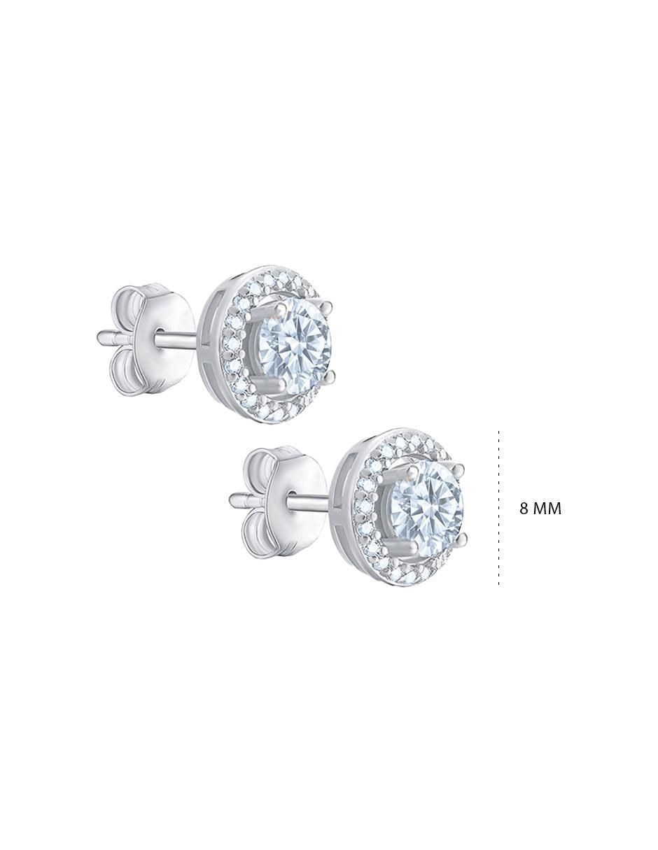 Broqueles redondos de plata P 925 con acabado Plateado zirconia 6