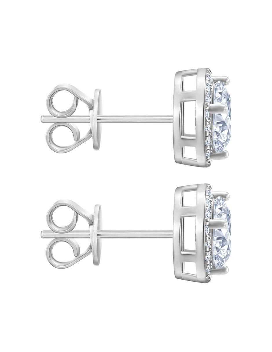 Broqueles redondos de plata P 925 con acabado Plateado zirconia 4