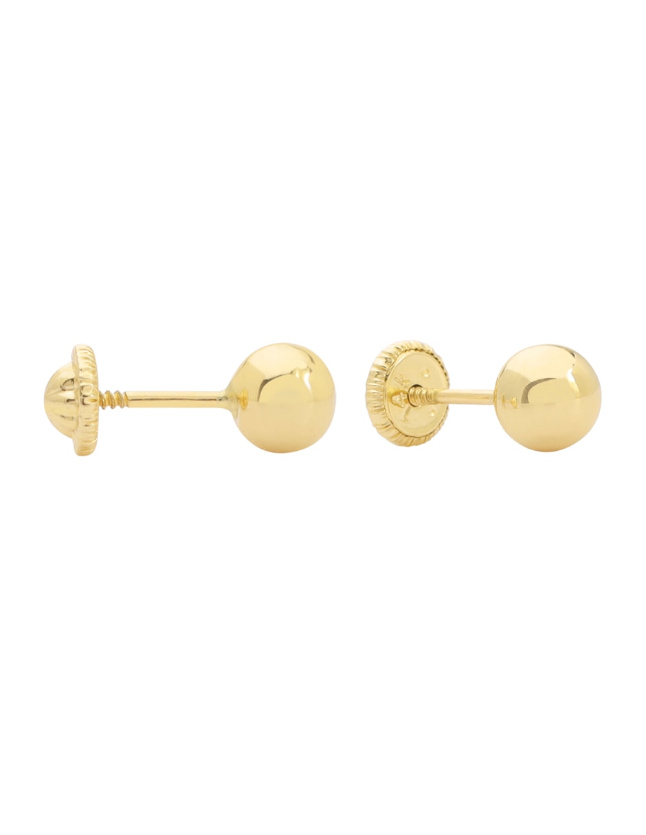 Broqueles de esfera Tetera de oro amarillo 14 k con acabado lustre 2