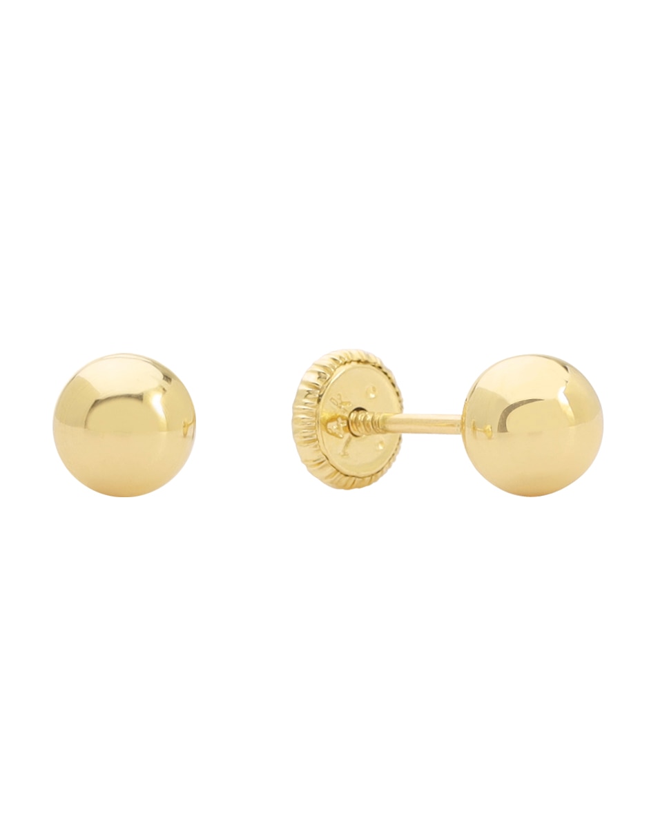 Broqueles de esfera Tetera de oro amarillo 14 k con acabado lustre 3