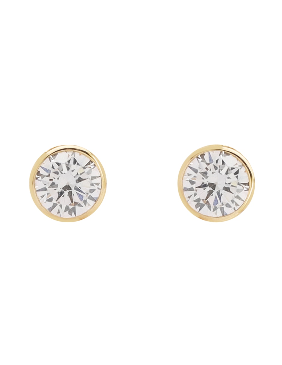 Broqueles Tetera de oro amarillo 14 K con acabado brillante zirconia