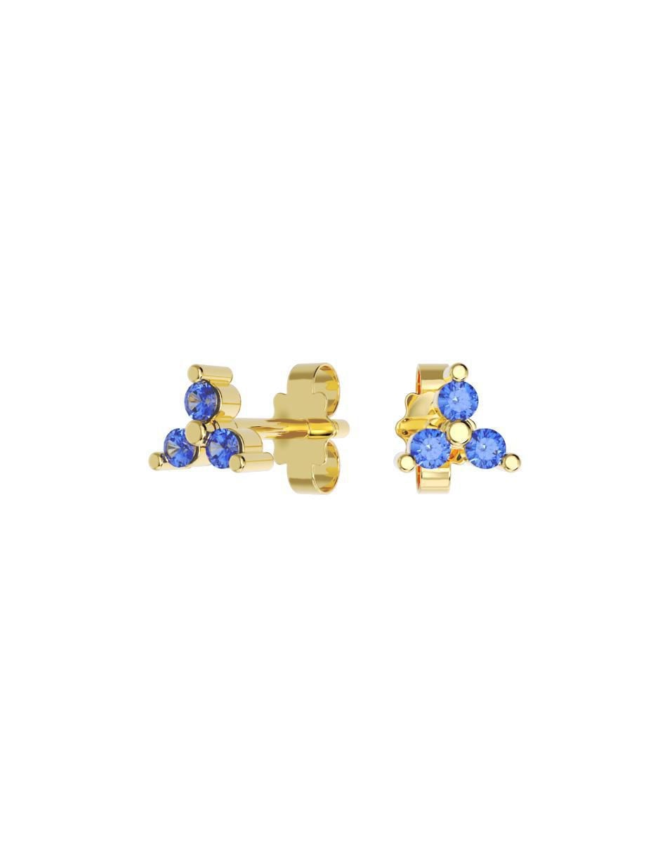 Set de aretes triangulares de oro 14 K con acabado pulido zirconia
