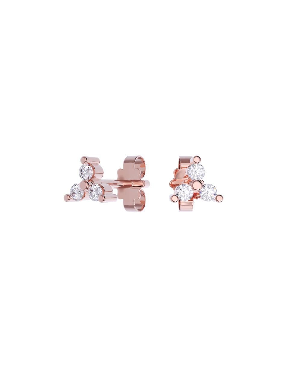 Set de aretes triangulares de oro 14 K con acabado pulido zirconia