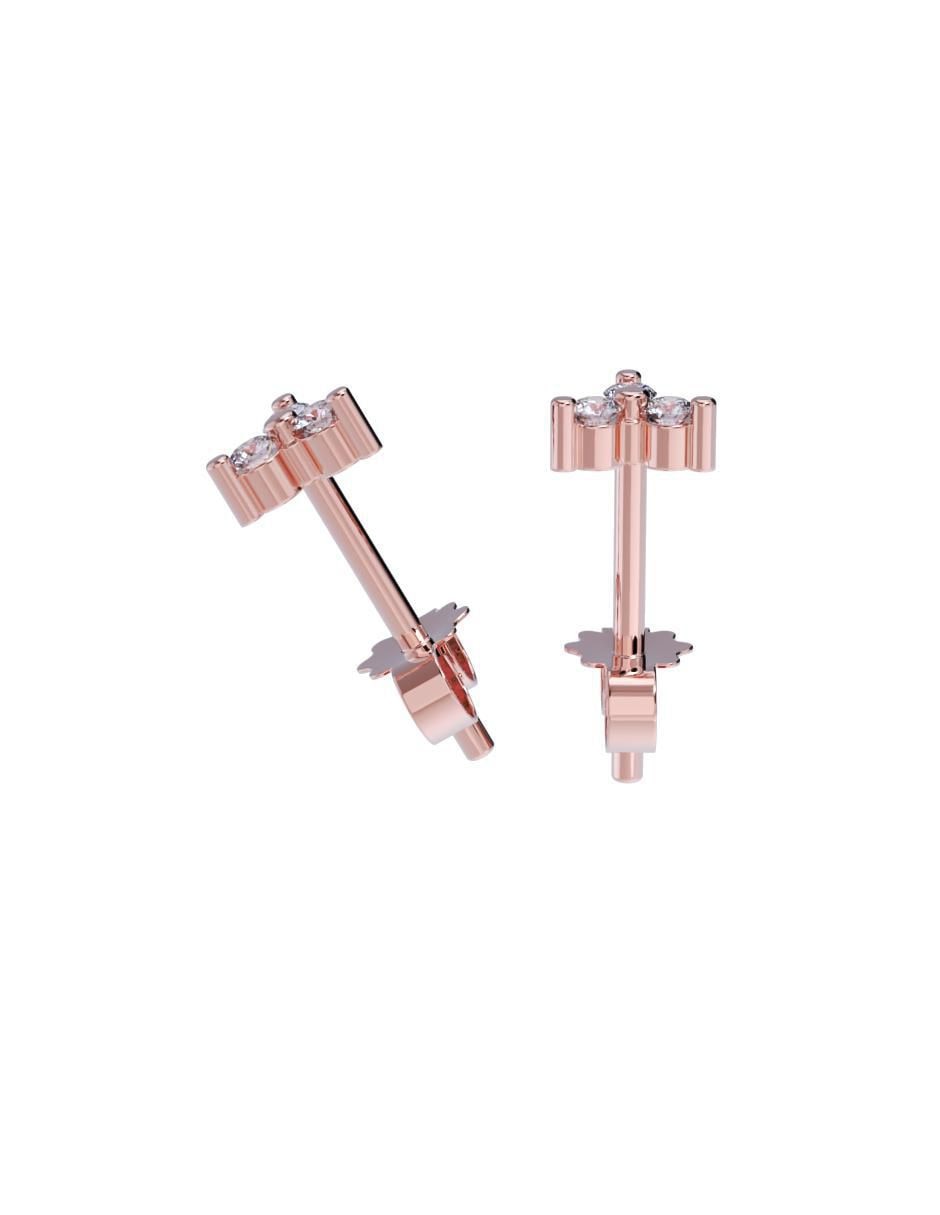 Set de aretes triangulares de oro 14 K con acabado pulido zirconia 3