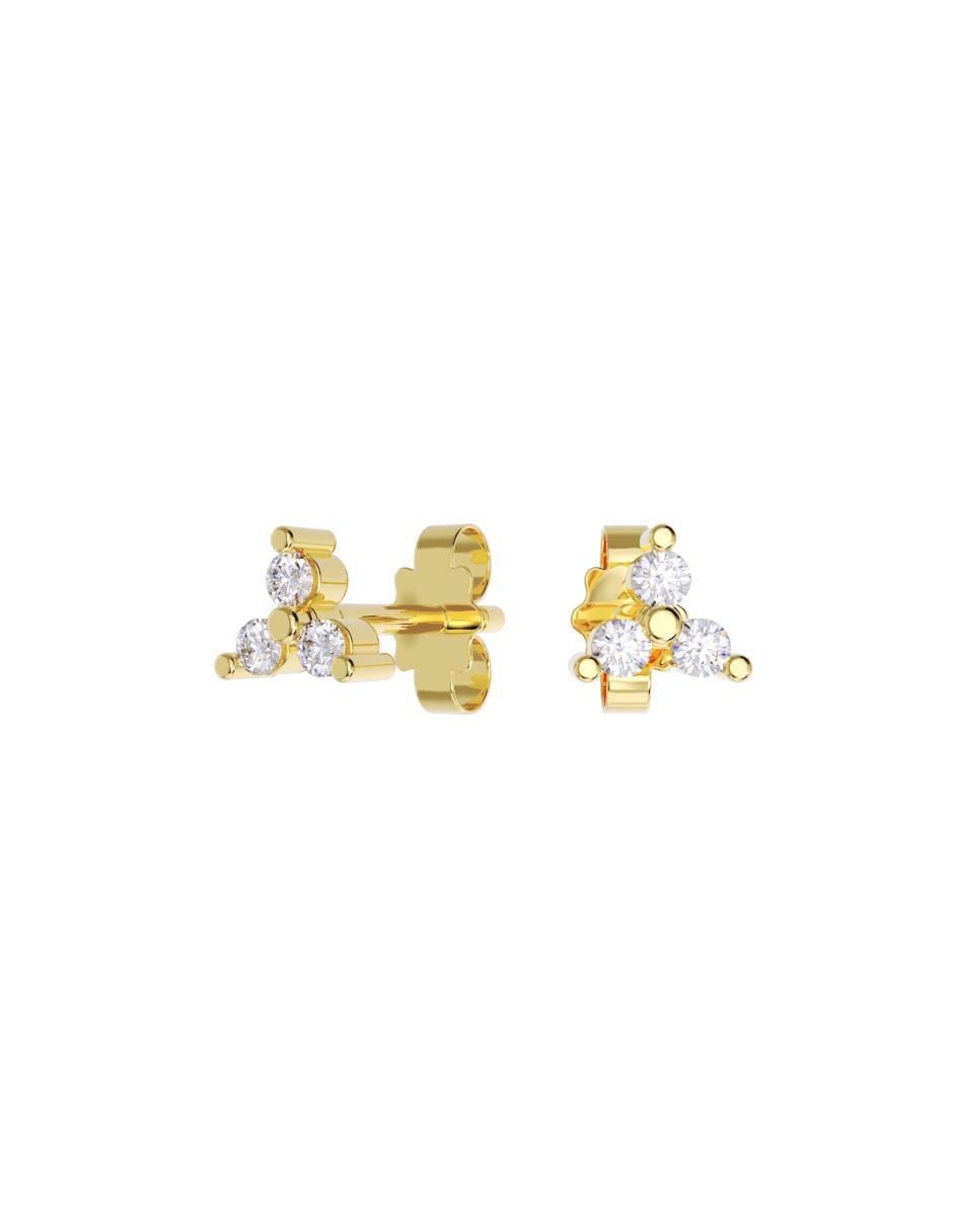Set de aretes triangulares de oro 14 K con acabado pulido zirconia