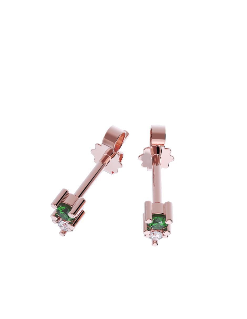 Set de aretes redondos de oro 14 K con acabado pulido zirconia 2