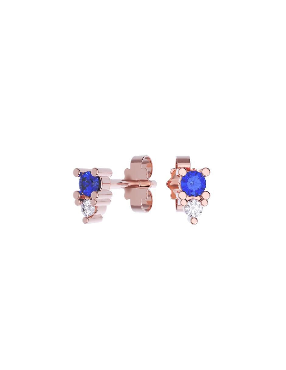 Set de aretes redondos de oro 14 K con acabado pulido zirconia