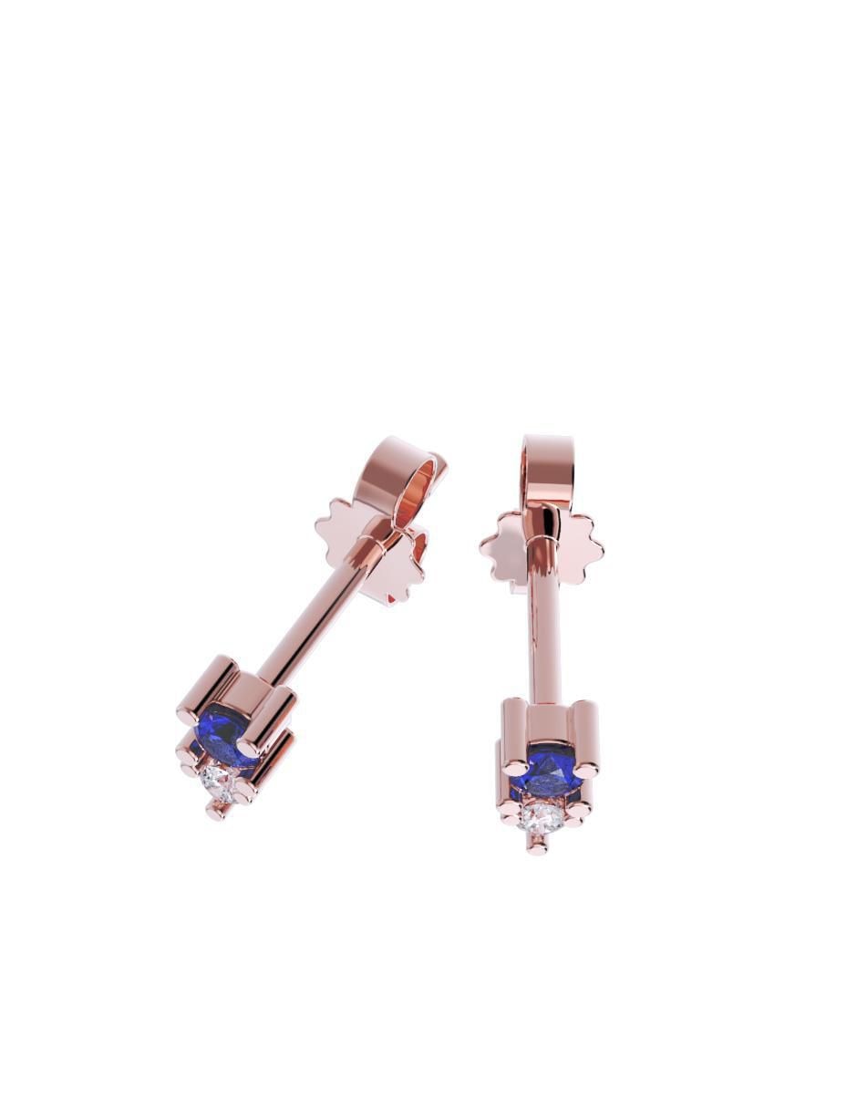 Set de aretes redondos de oro 14 K con acabado pulido zirconia 2