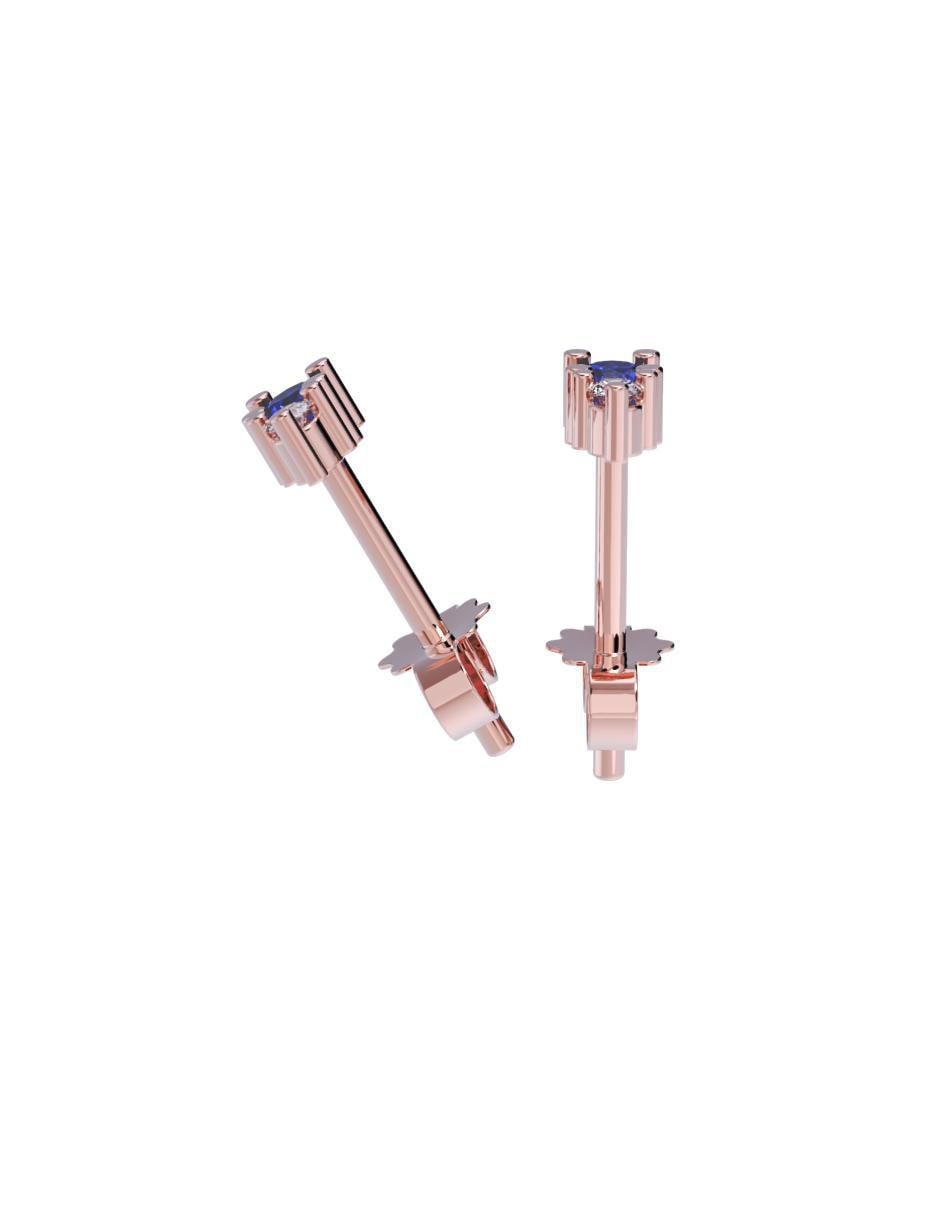 Set de aretes redondos de oro 14 K con acabado pulido zirconia 3