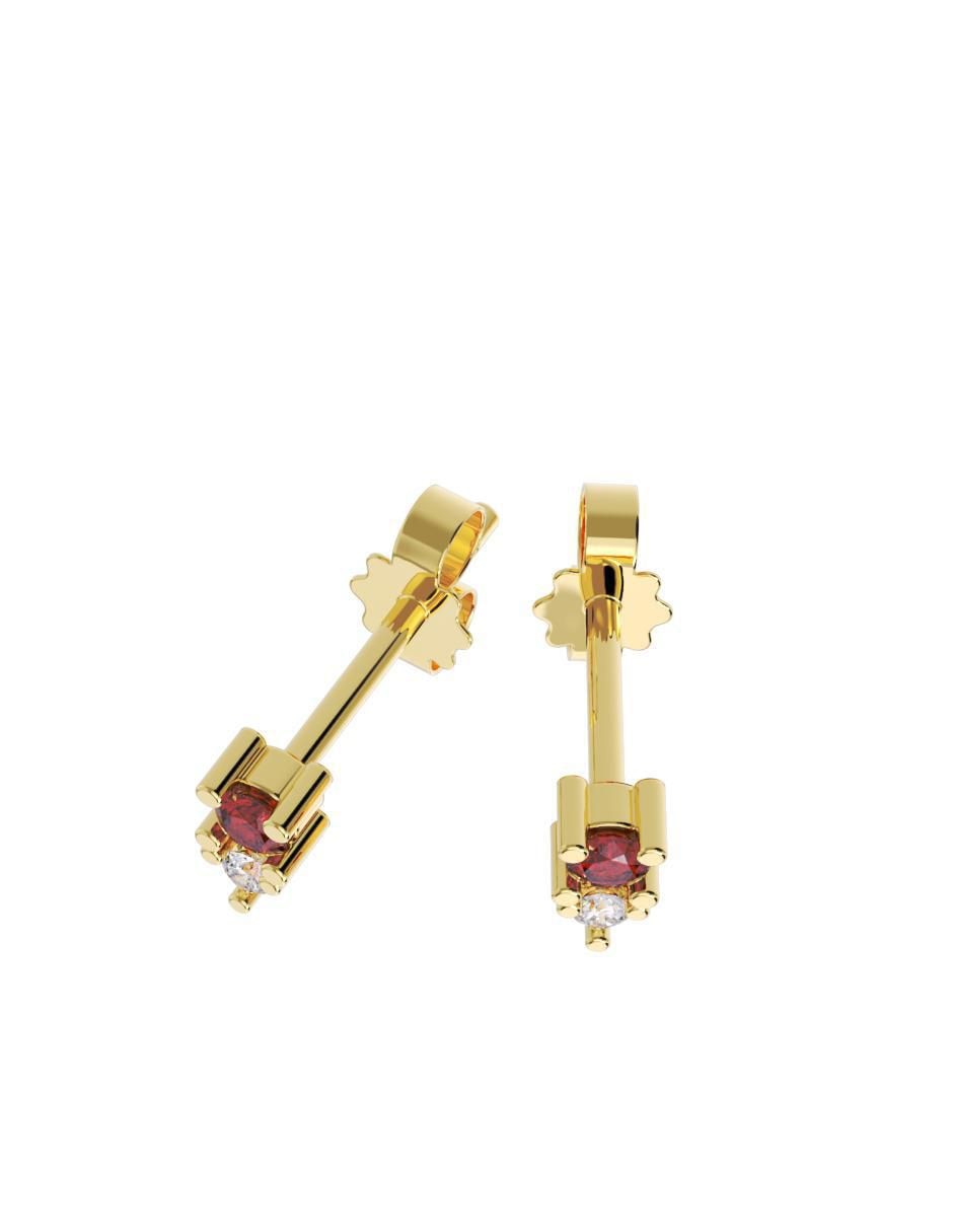 Set de aretes "de (si aplica)" redonda no aplica fonelli no aplica "de" oro 14 k "con acabado" pulido zirconia