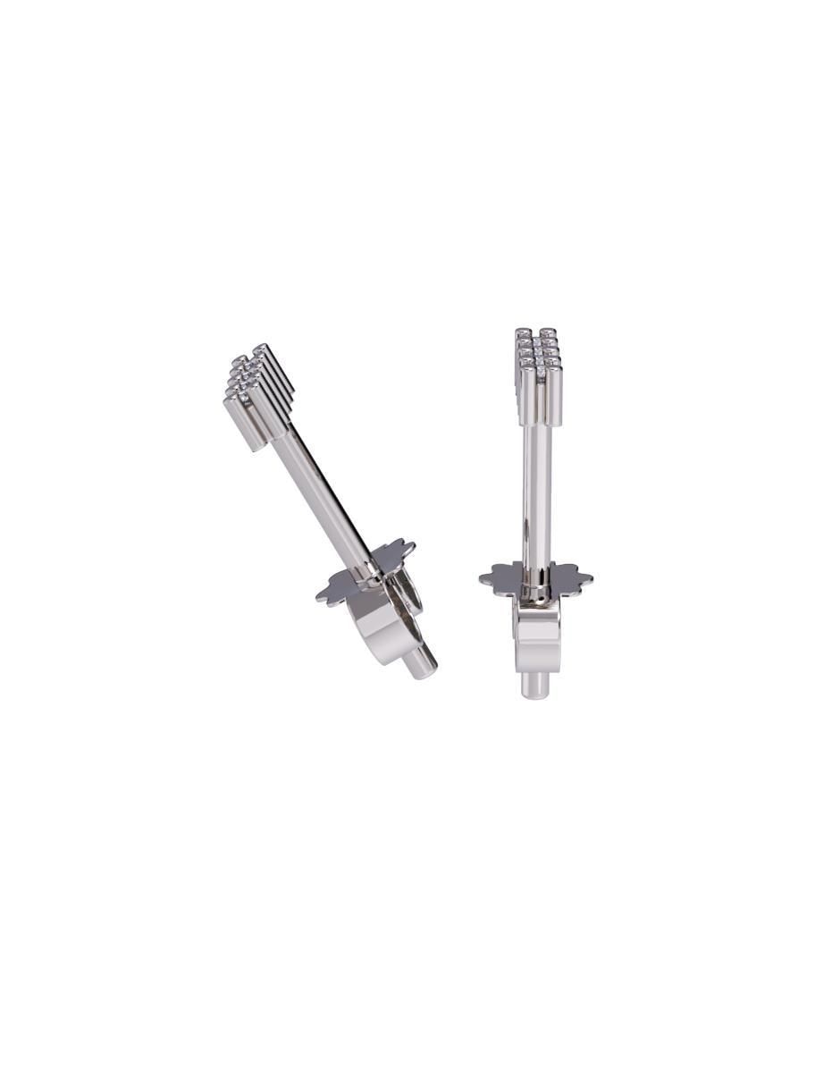 Set de aretes rectangulares de oro 14 K con acabado pulido zirconia 2