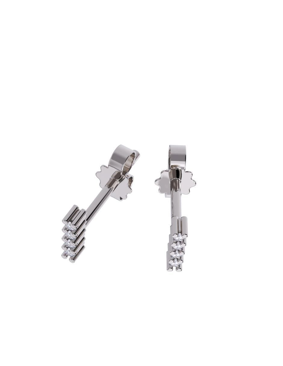 Set de aretes rectangulares de oro 14 K con acabado pulido zirconia 3