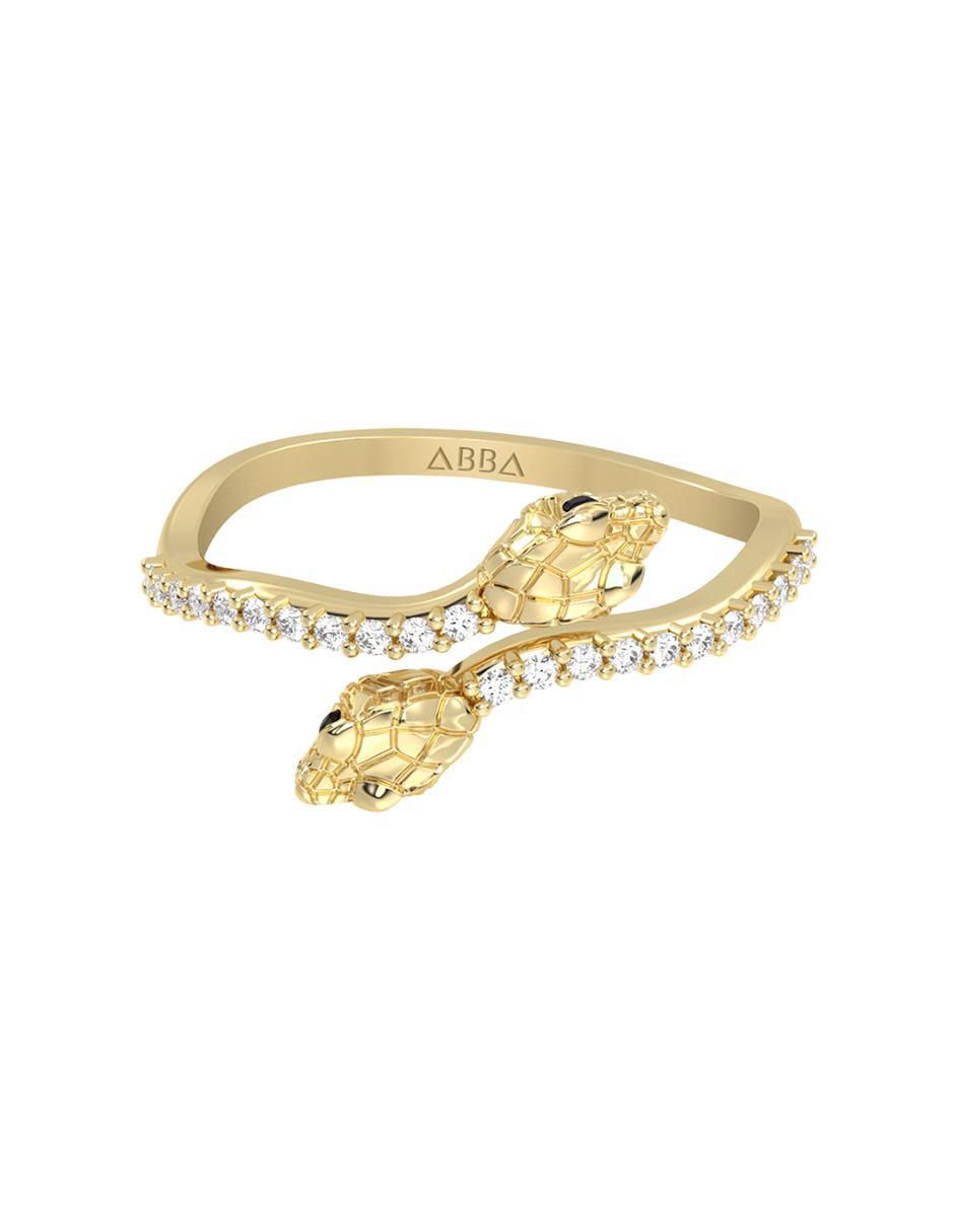 Anillo de serpiente 14 k de oro zirconia brillante