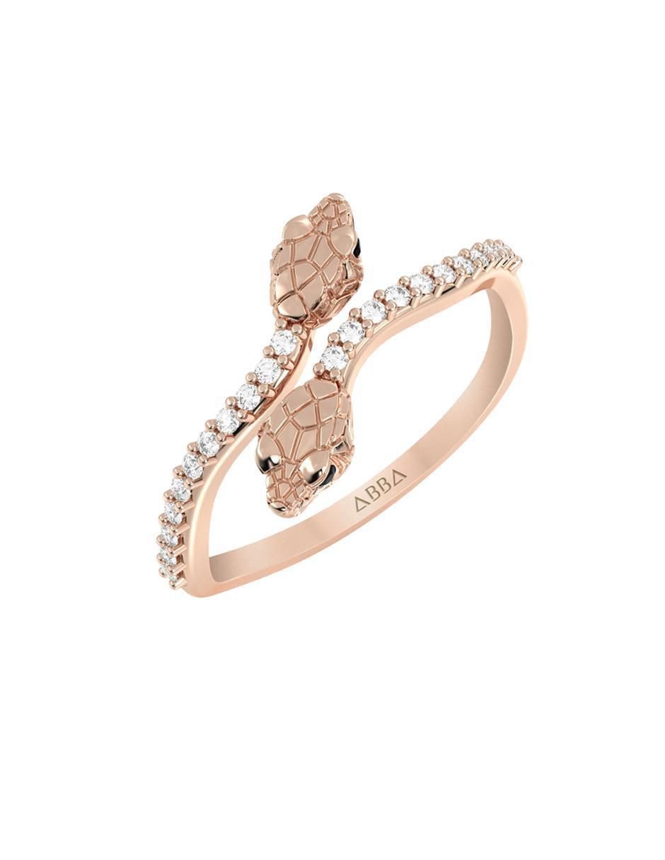 Anillo de serpiente 14 k de oro zirconia brillante 2