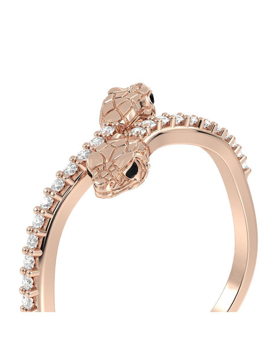 Anillo de serpiente 14 k de oro zirconia brillante 3