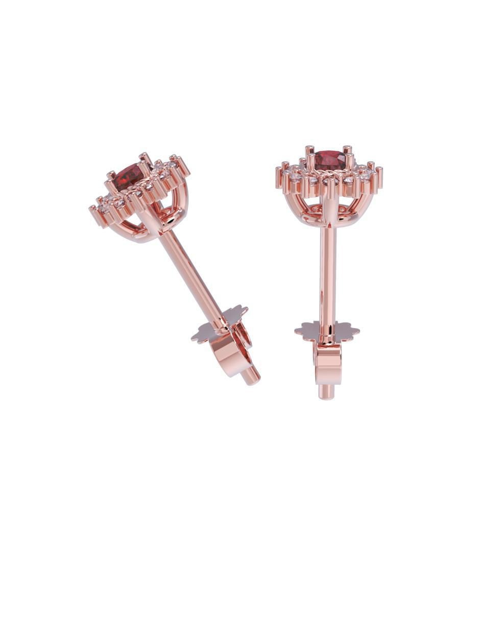 Set de aretes de flor de oro 14 K con acabado pulido zirconia 3